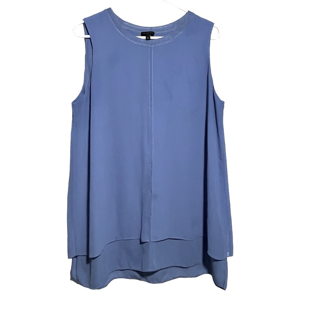 Talbot Blue Women Tunic Top, Sleeveless, Round Neck 2 Layers Sz L